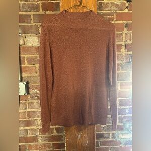 Massimo Dutti Metallic Gold Thread High Neck Sweater Long Sleeve